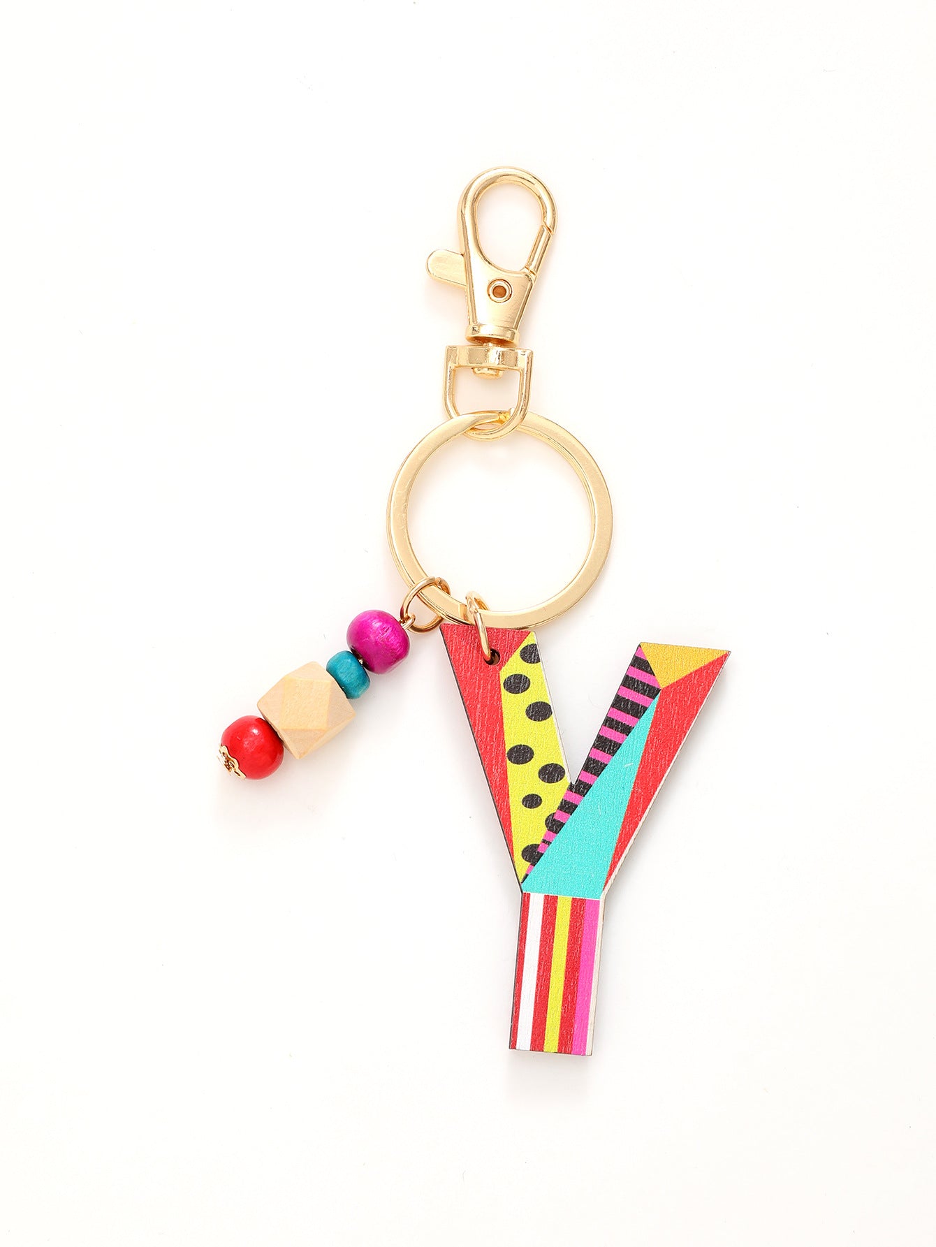Wholesale Trendy Alphabet Bead Keychain Wooden Car Key Accessory Gift Boutique Resale