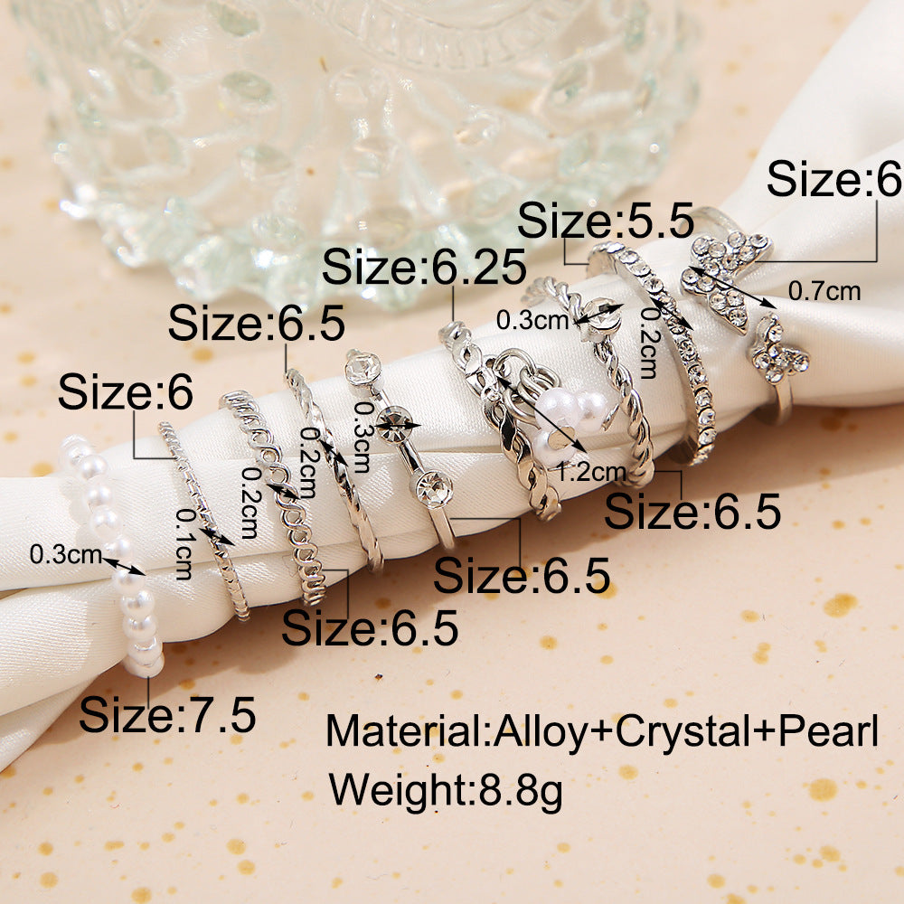 Wholesale Man-made pearl adjustable zircon butterfly ring