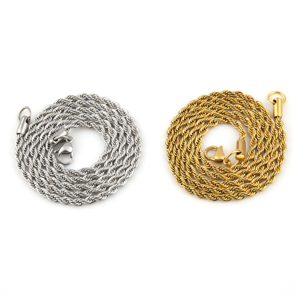 Wholesale Stainless Steel Fried Dough Twists Men's Necklace ACC-NE-Zhirui004