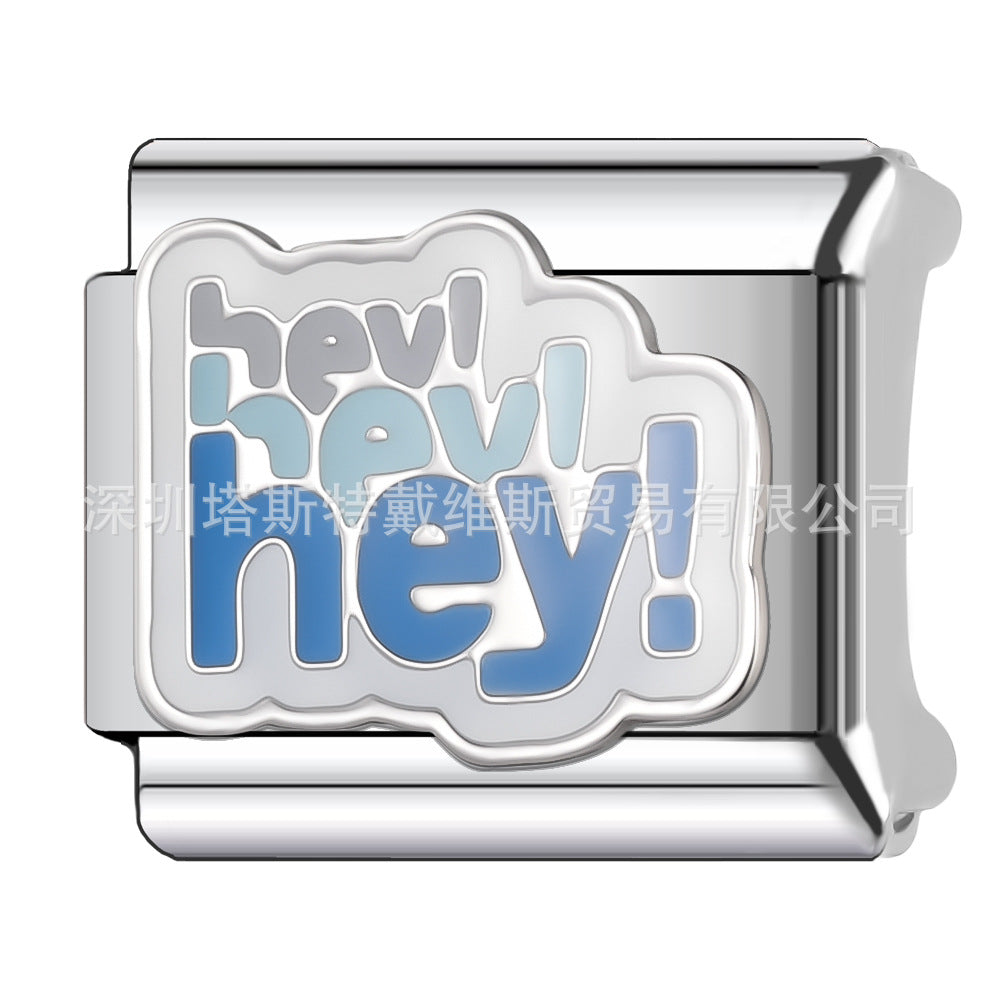 Wholesale Stainless Steel Electroplated Italian Alphabet Modular Bracelet Charm Set DIY Jewelry Accessory