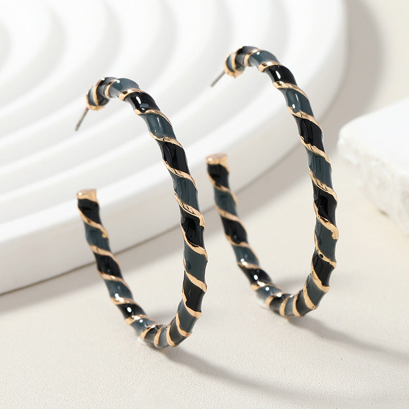 Wholesale Large Hoop Spiral Geometric Earrings