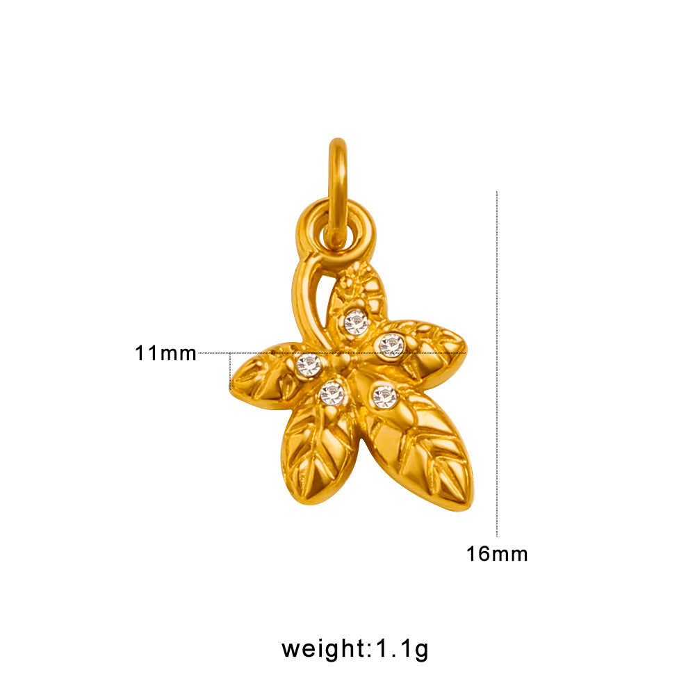 Wholesale Geometric Elephant Zircon Pendant Titanium Steel Gold Plated DIY Jewelry Accessory Fashion Charm For Party Gift And Boutique Resale