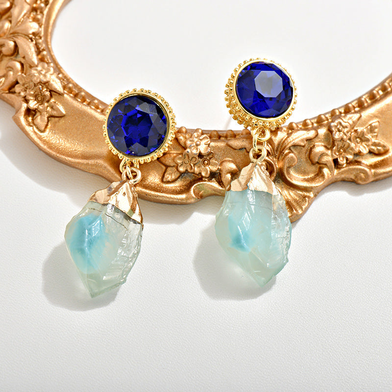 Wholesale Light Luxury Round Teardrop-shaped Resin Crystal Earrings ACC-ES-JiuJia010