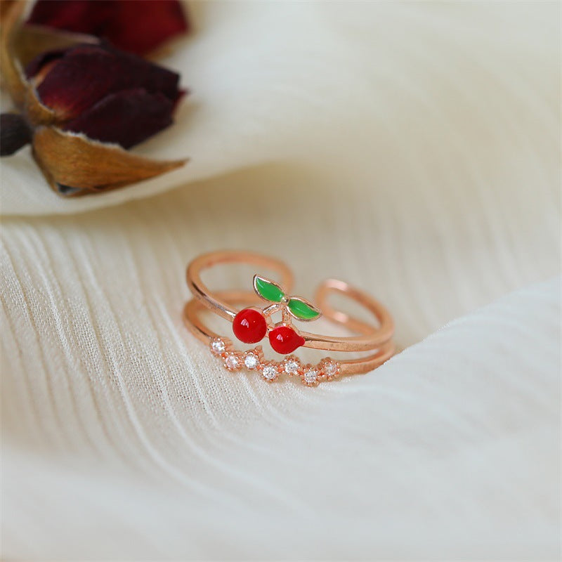Wholesale Cute  Open Ring Double-layer Micro-inlaid Zircon Ring