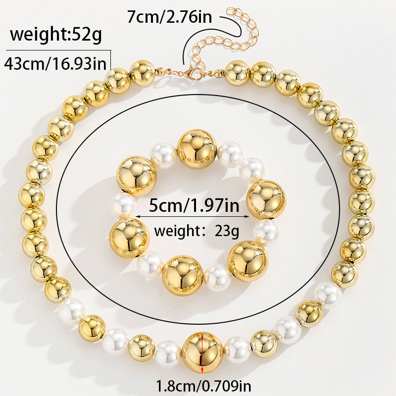 Wholesale Exaggerated Punk Style Round Imitation Pearl Choker Necklace Fashion Jewelry Accessory For Boutique Resale
