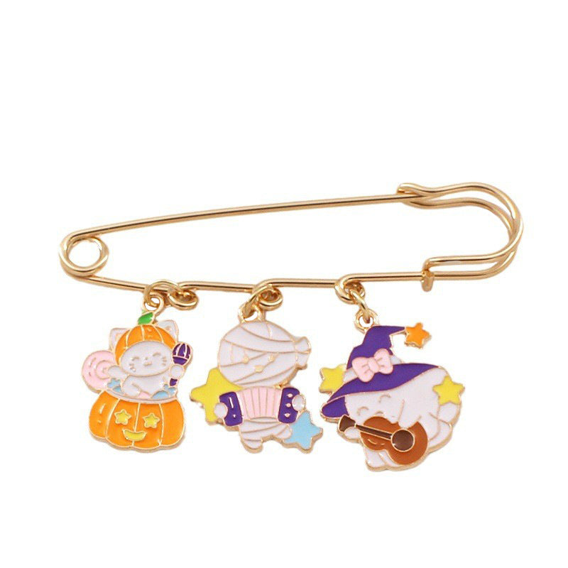Wholesale Halloween Cartoon Funny Pumpkin Skull Alloy Oil Drip Badge Pin Brooch ACC-BCH-liyao001