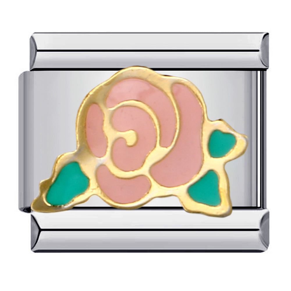 Wholesale Italian Charm Bracelet 9mm DIY Splicing Removable Floral Stainless Steel Composable Bracelet