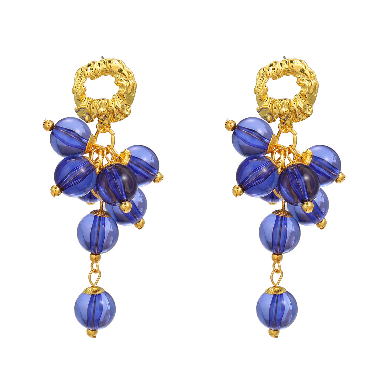 Wholesale multi-layered spherical resin braided floral alloy earrings ACC-ES-JL018