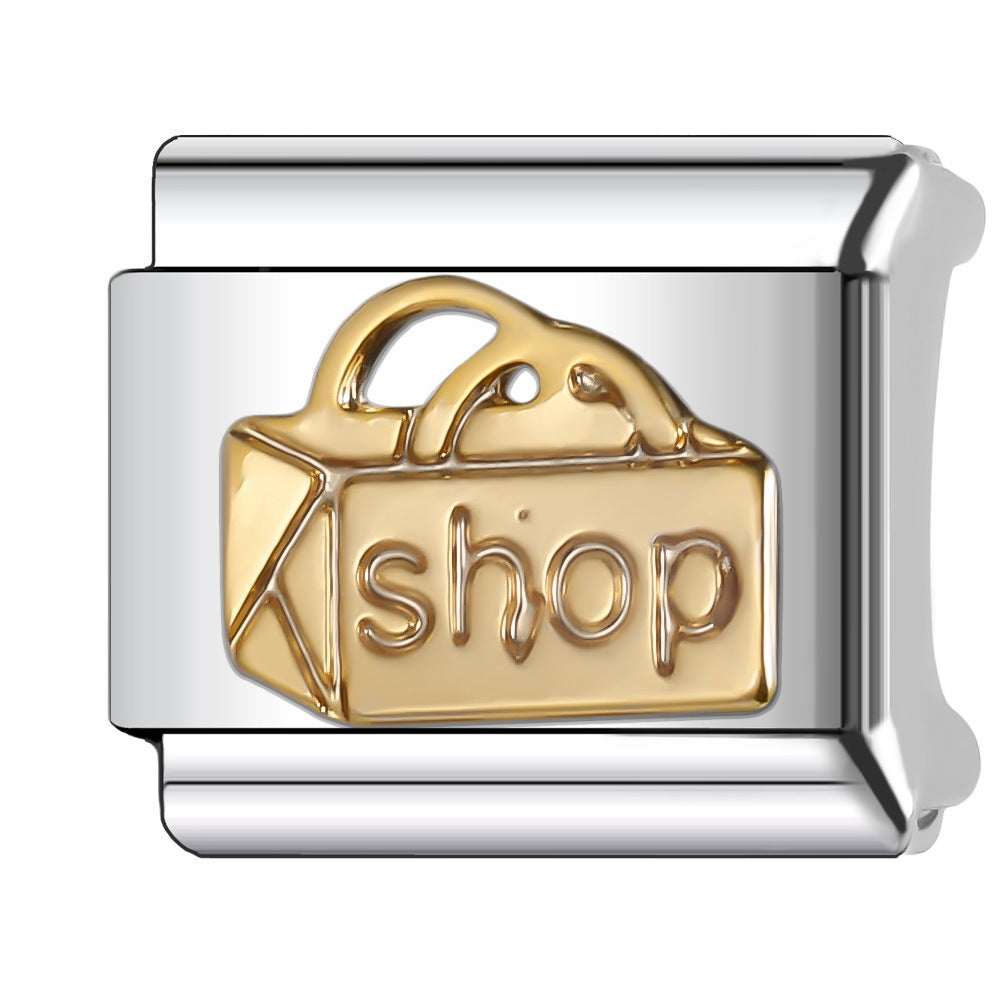 Wholesale Italian Charm Bracelet 9mm DIY Splicing Creative Pattern Stainless Steel Composable Bracelet