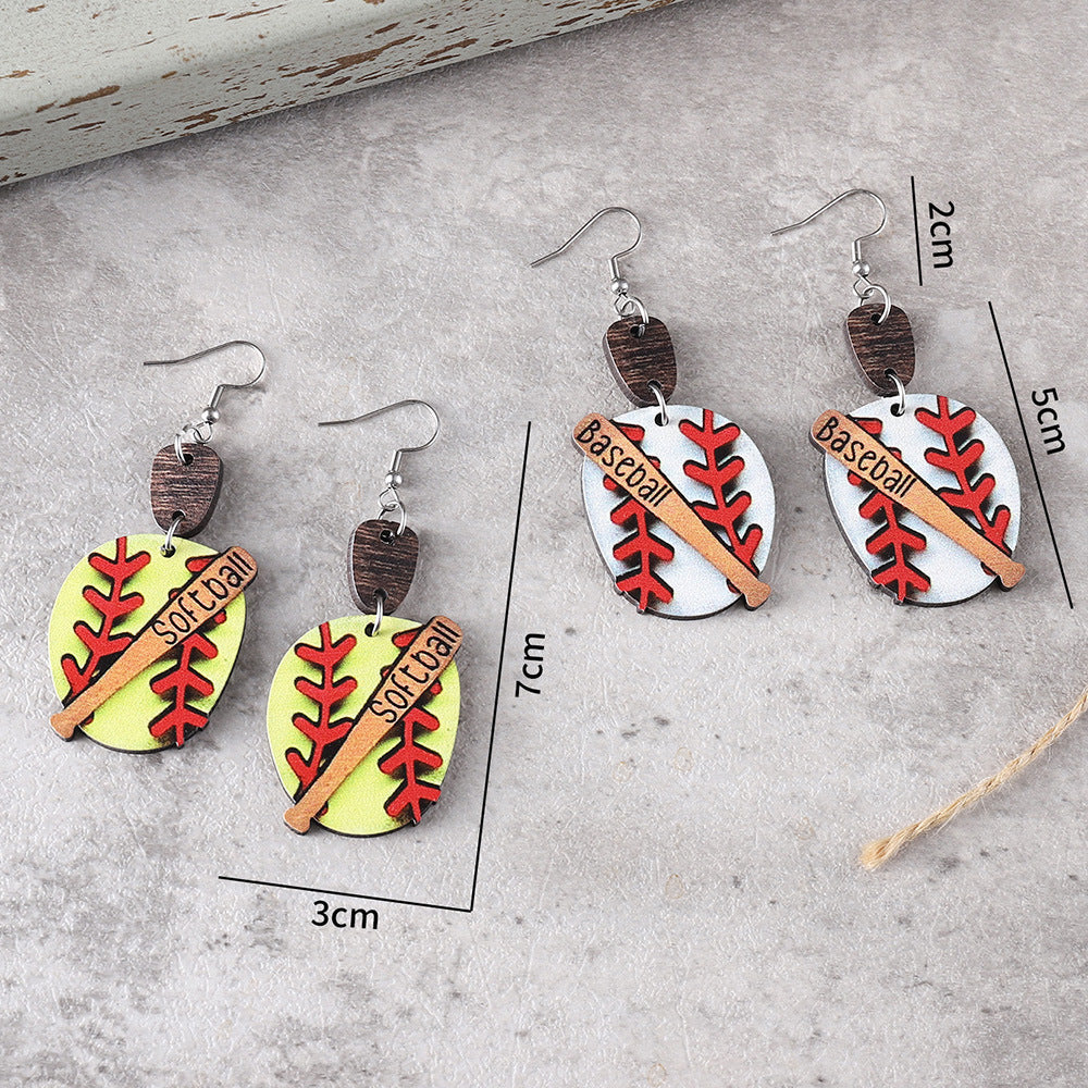 Wholesale Tennis Baseball Stitching Pendant Earrings