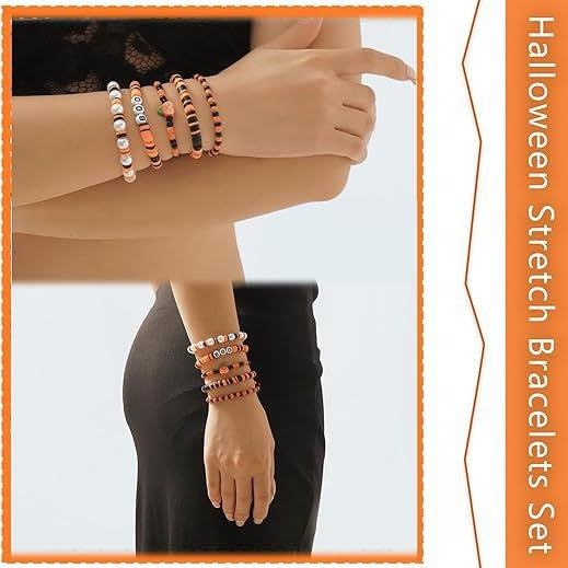 Wholesale Halloween Soft Ceramic Rice Beads 4mm Pumpkin Resin Bracelet ACC-BT-Xiny022