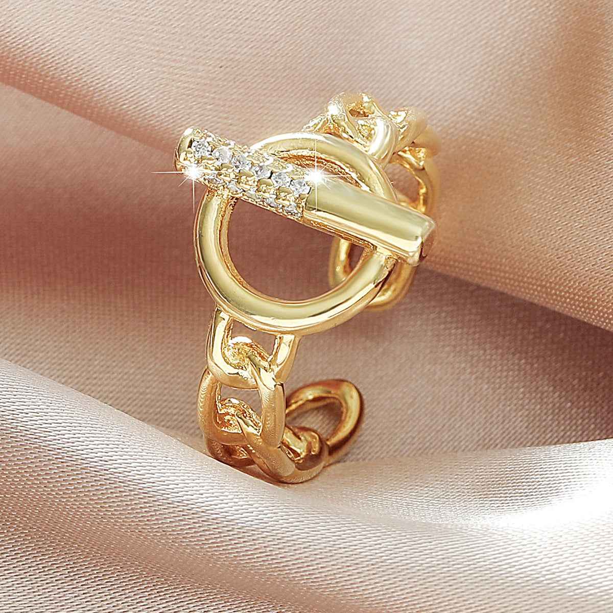 Wholesale otbuckle shape opening adjustable geometric ring