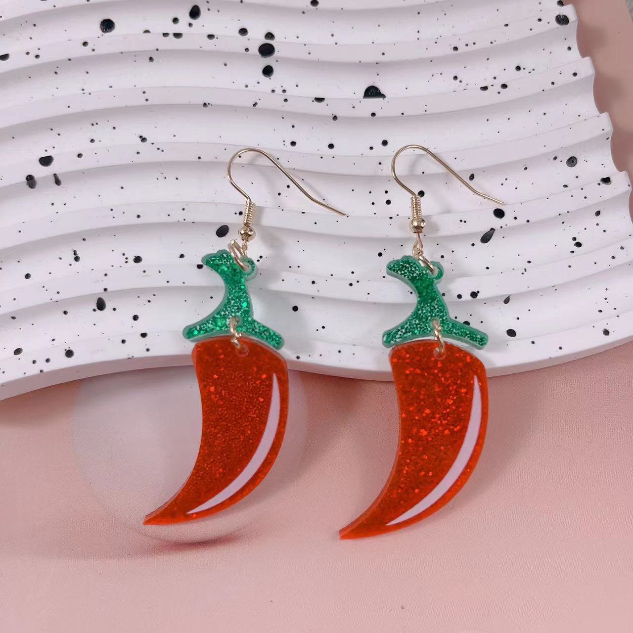 Wholesale  Acrylic red pepper personalized earrings