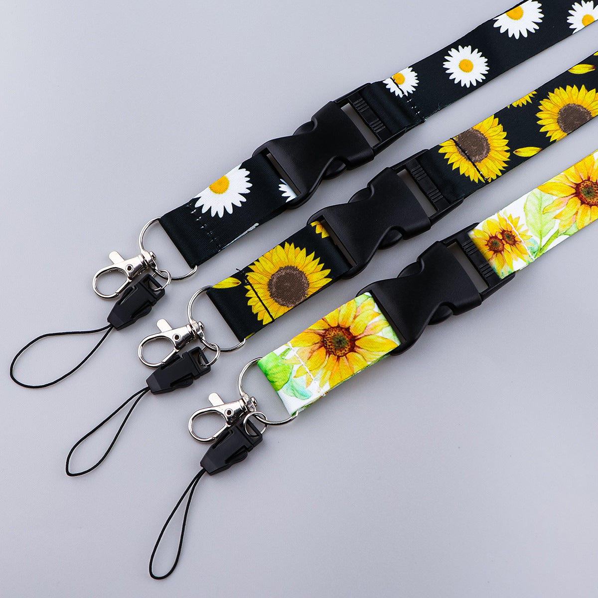 Wholesale 10pcs Daisy Sunflower Mobile Phone Webbing Lanyard Keychains ACC-KC-QTQS015