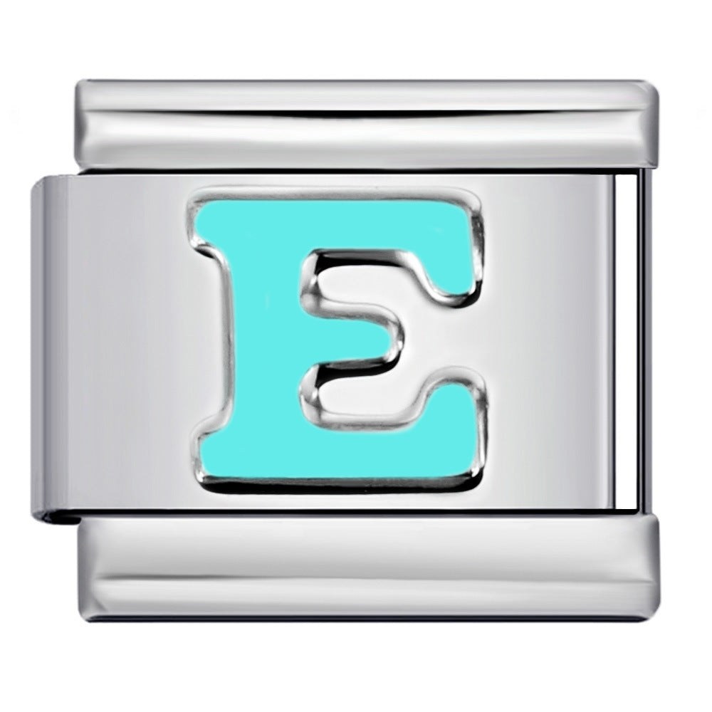 Wholesale Italian Charm Bracelet 9mm DIY Splicing Blue Letter Series Stainless Steel Composable Bracelet