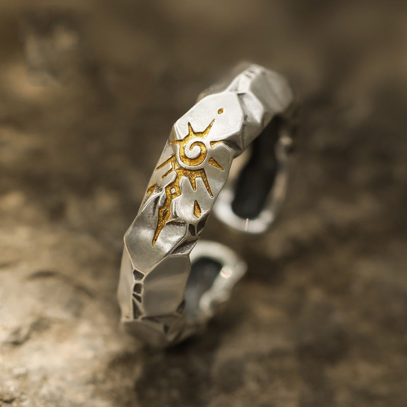 Wholesale Geometric Wishing Stone Ring Silver Plated Fashion Jewelry Accessory for Men and Women