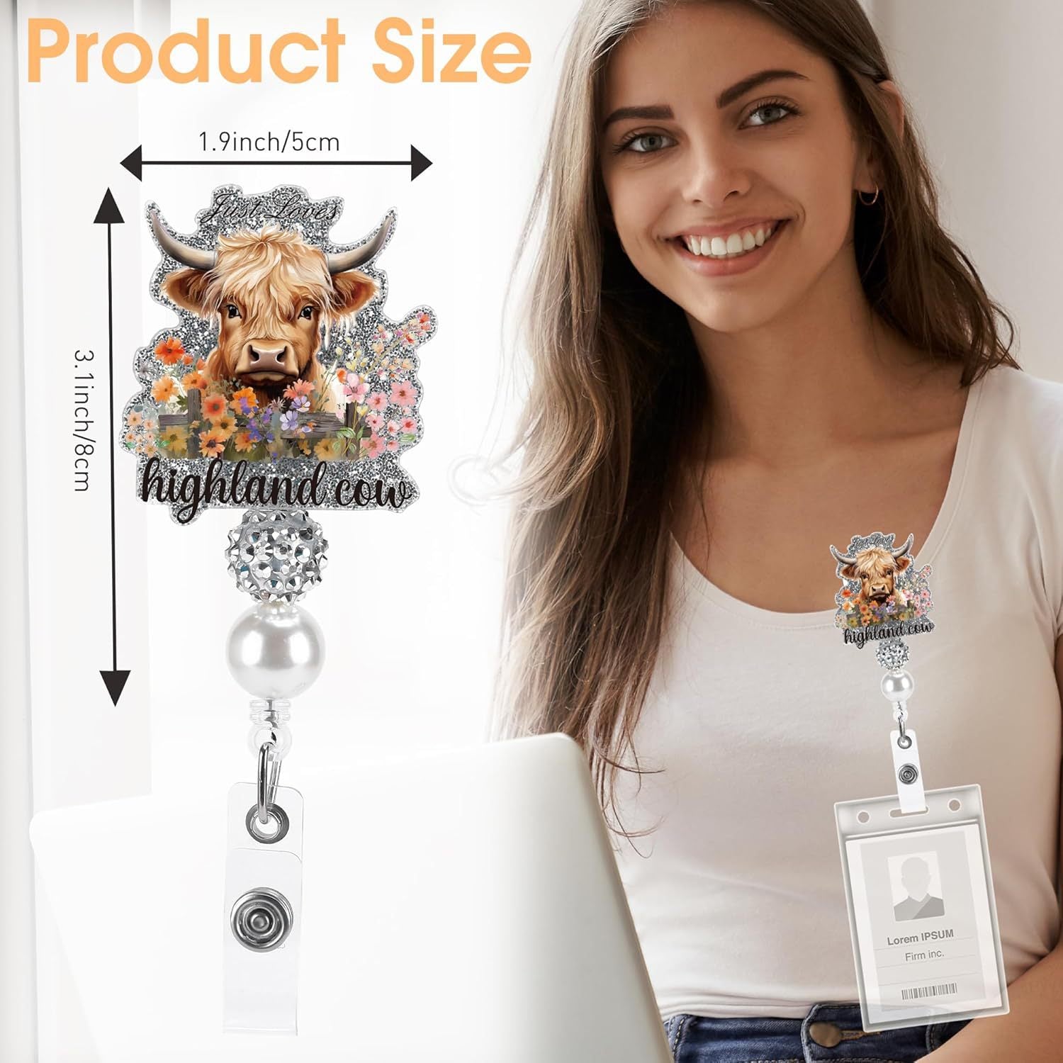 Wholesale 360° Rotatable Beaded Easy-pull Badge Reels Keychains ACC-KC-ChiHai022