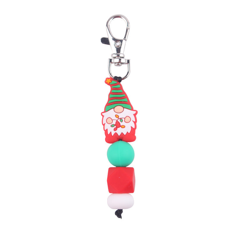 Wholesale Cartoon Christmas Silicone Beaded Keychain ACC-KC-GuangTian089
