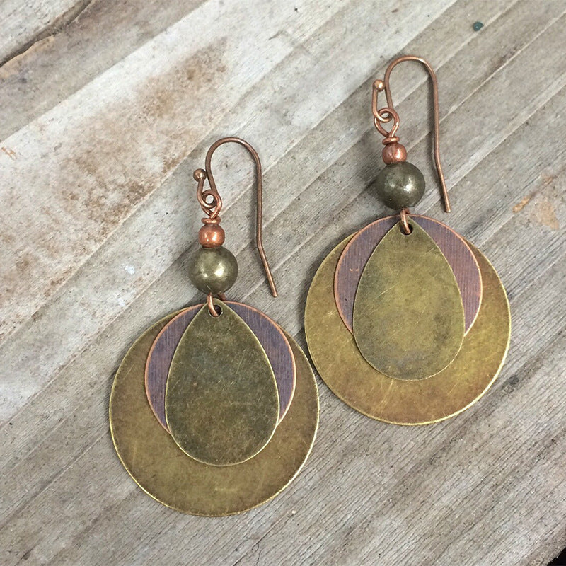 Wholesale Retro Bohemian Multi-Layer Circle Earrings,  Distressed Antique Bronze Alloy Fashion Accessory,  Boutique Resale