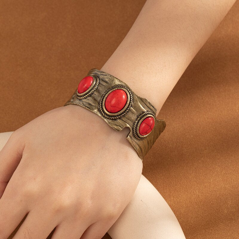 Wholesale Bohemian Oval Pattern Turquoise Iron Bracelet ACC-BT-Gaoz005