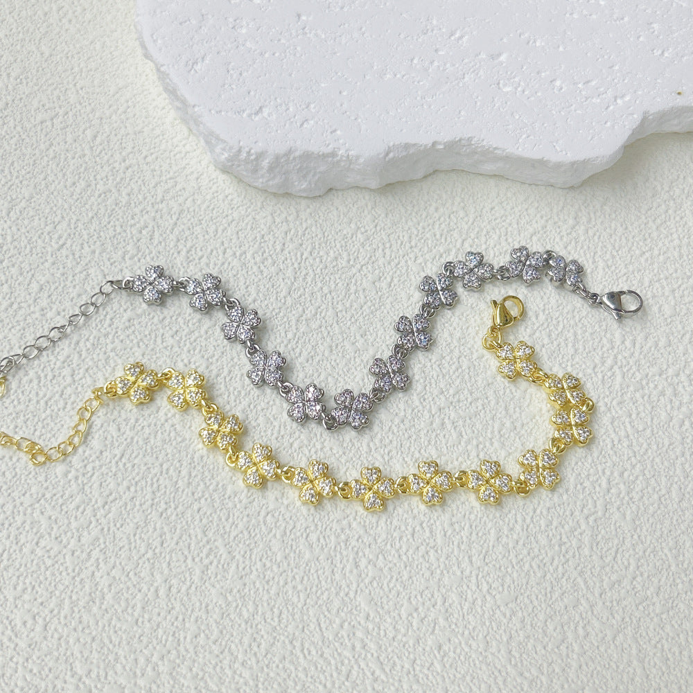 Wholesale  Plated 18K Flower Love Five-pointed Star Zircon Bracelet