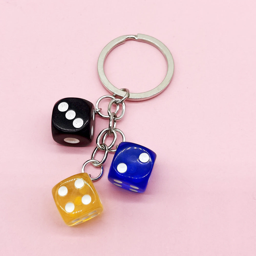 Wholesale Color Dice Keychain Pendant Resin Gift School Bag Pendant ACC-KC-DY003