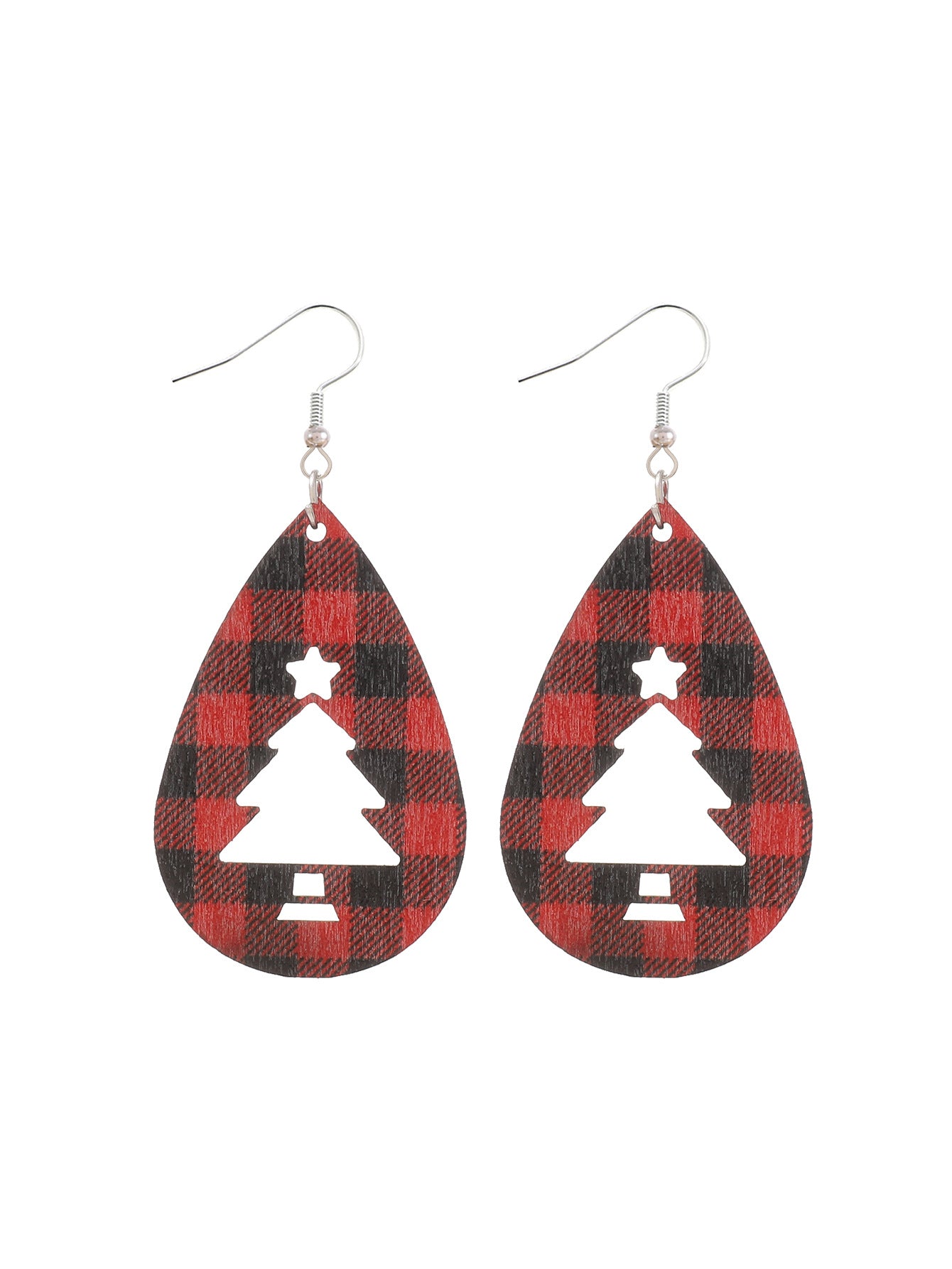 Wholesale Christmas Water Drops Striped Wooden Earrings