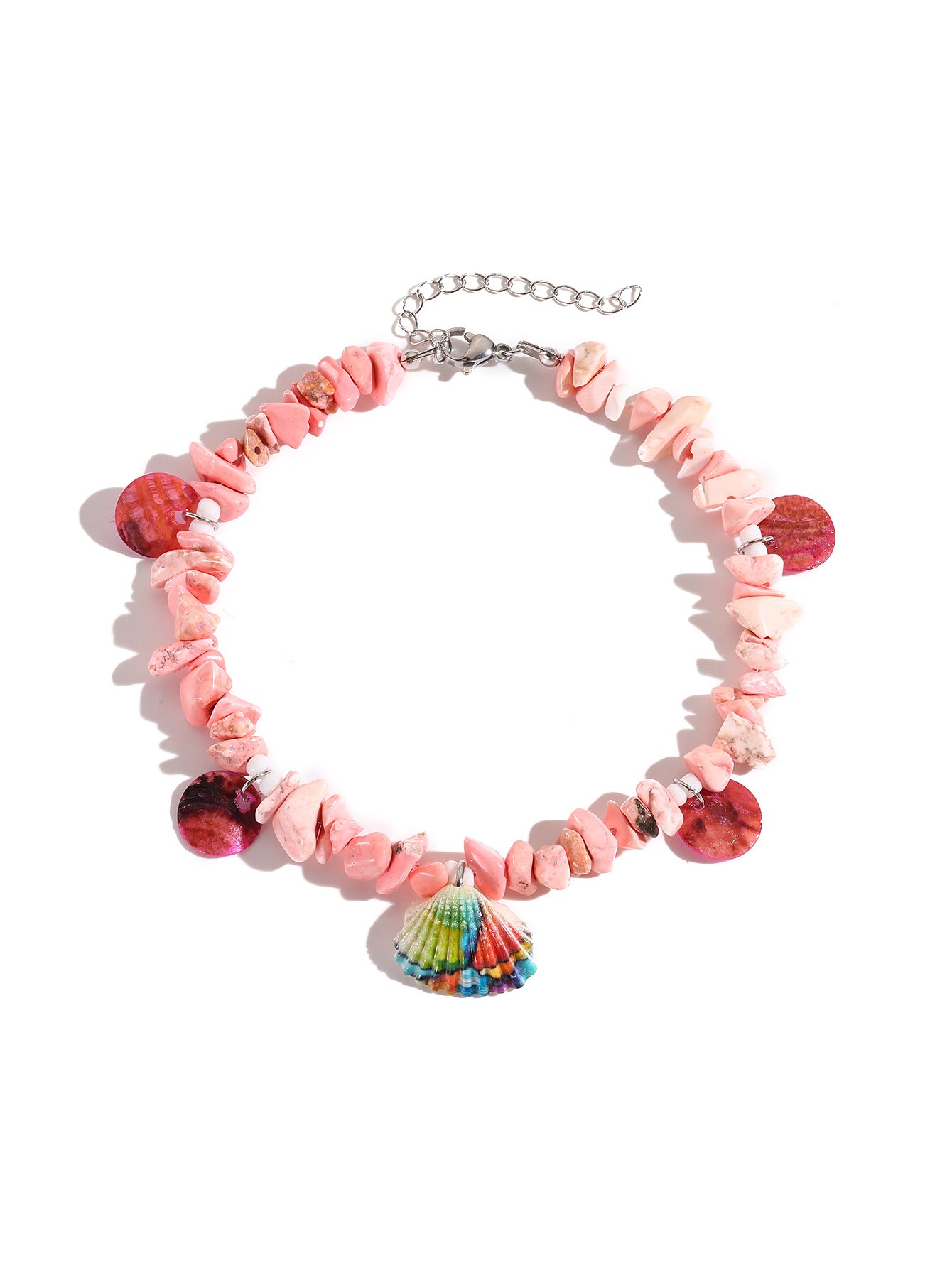 Wholesale Seaside Holiday Shell Natural Stone Painted Scallop Anklet