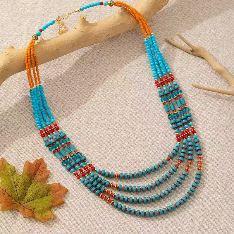 Wholesale Tibetan Style Beaded Necklace Yew Wood Handmade Jewelry Accessory for Gift