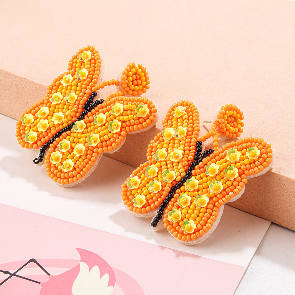 Wholesale creative insect butterfly-shaped cartoon rice beads earrings