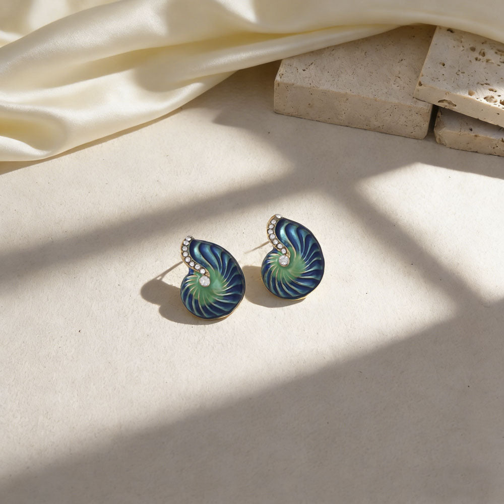 Wholesale Ocean-Inspired Textured Gold Conch and Starfish Stud Earrings