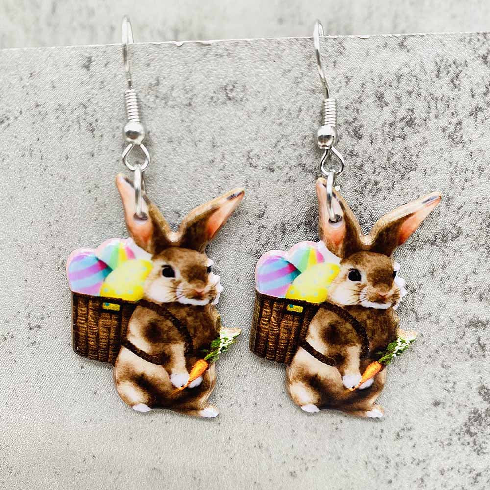 Wholesale  Easter leopard print rabbit carrot acrylic earrings