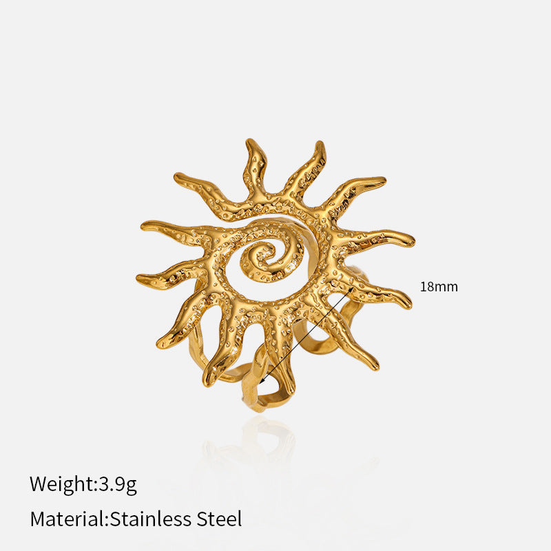 Wholesale  Sunflower  Stainless Steel  Retro Special-Shaped Twisted Sun Ring