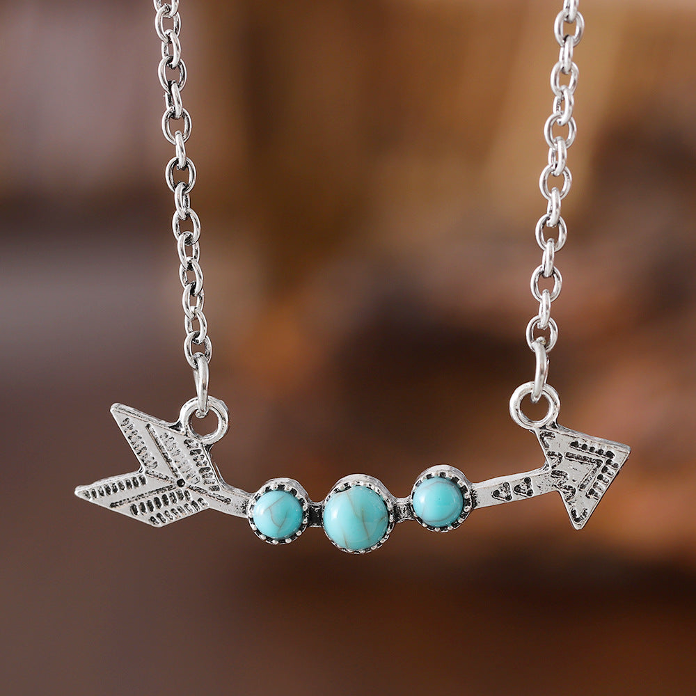 Wholesale Bohemian Style Golden Arrow Turquoise Necklace