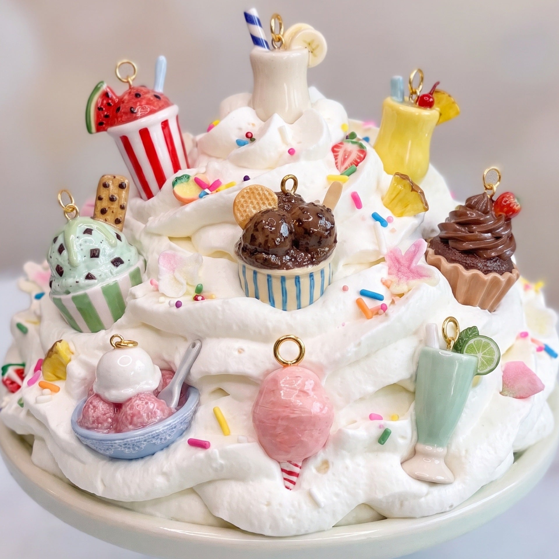 Wholesale Miniature dessert toy pendant,  3D realistic ice cream milkshake shape,  glossy and oil-dripping,  cute girly accessory.