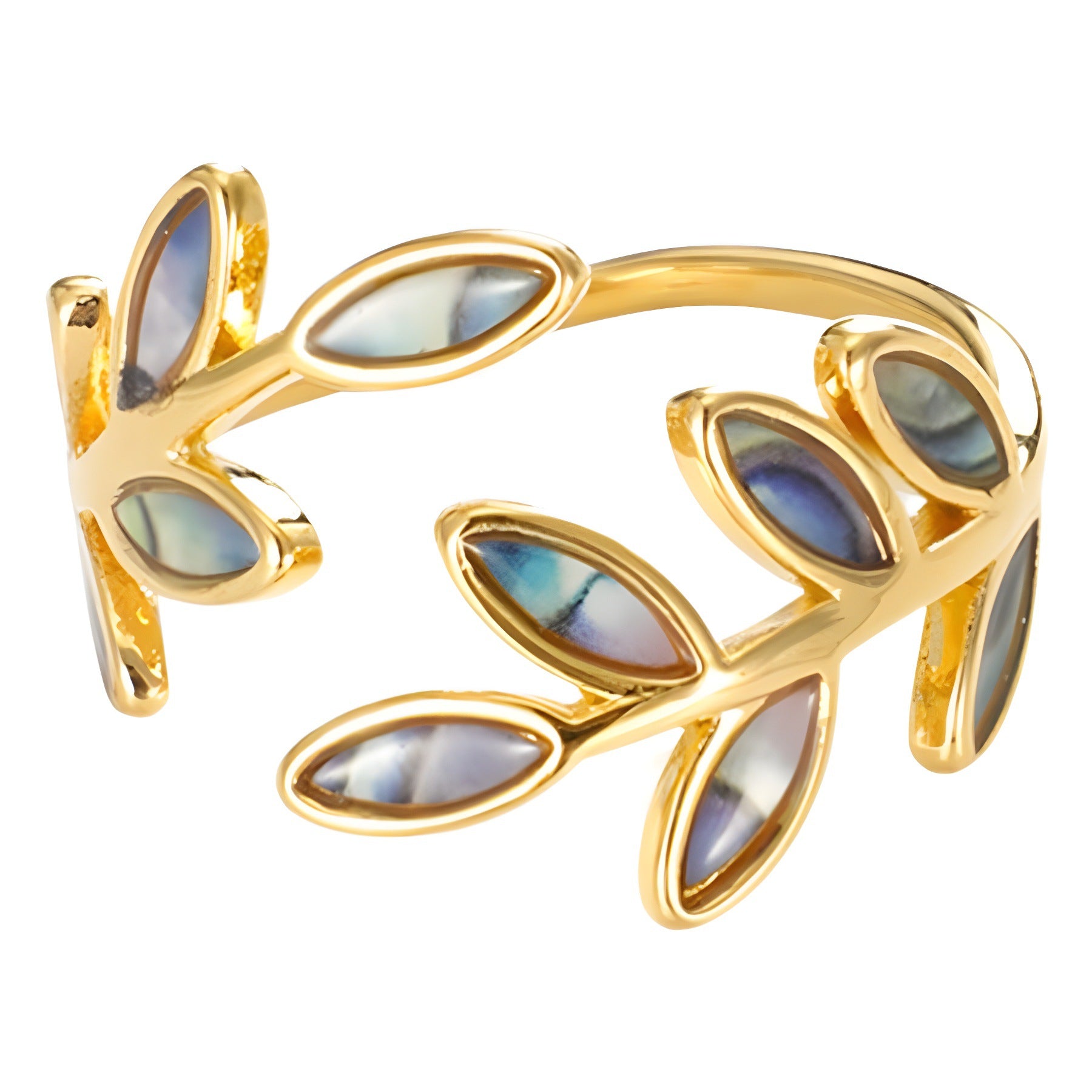 Wholesale Stainless Steel Retro  Enamel Leaf Open Ring