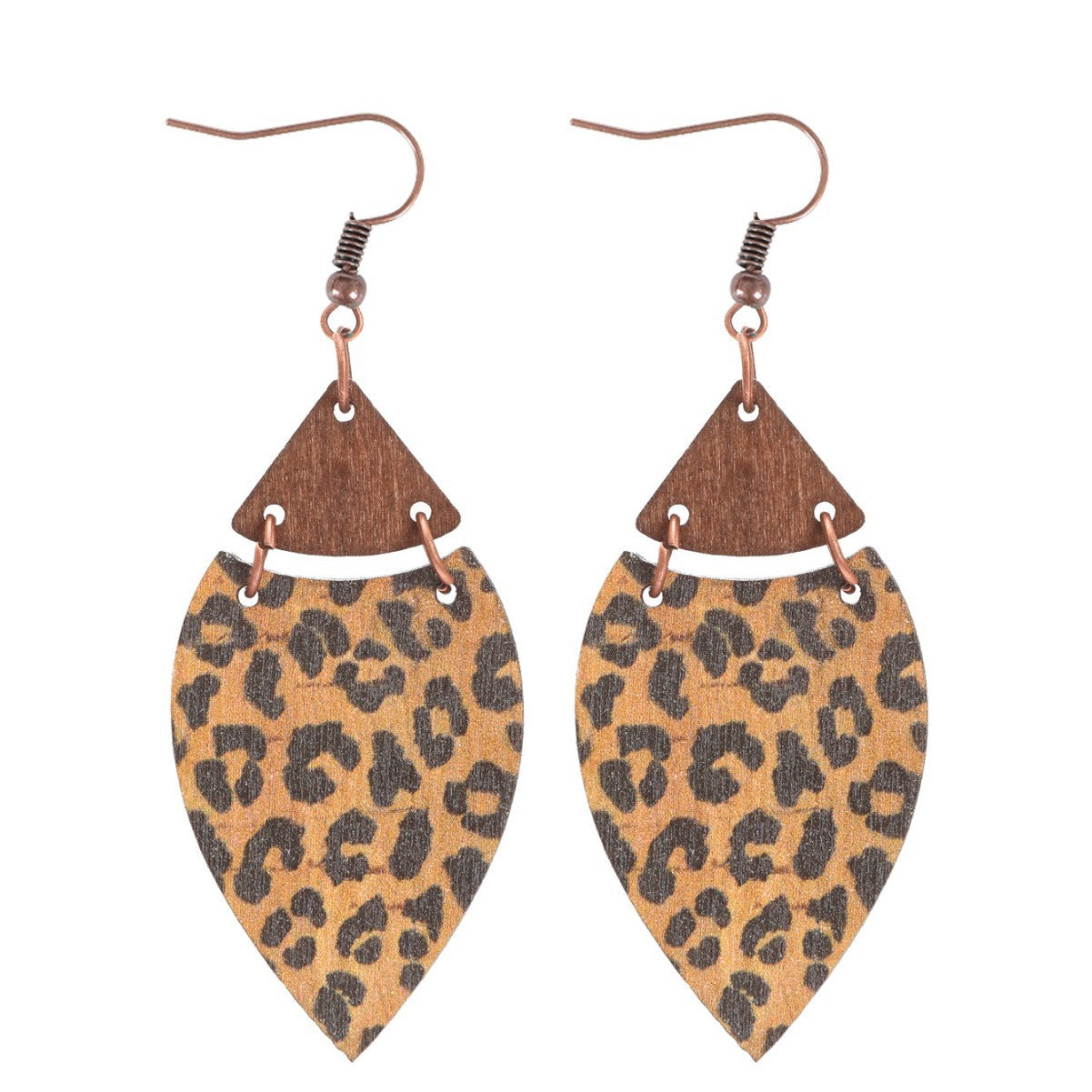 Wholesale  Retro Bohemian Leopard Leaves  Wood Pieces Earrings