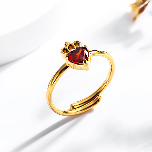 Wholesale 2PCS Titanium steel heart-shaped zircon ring