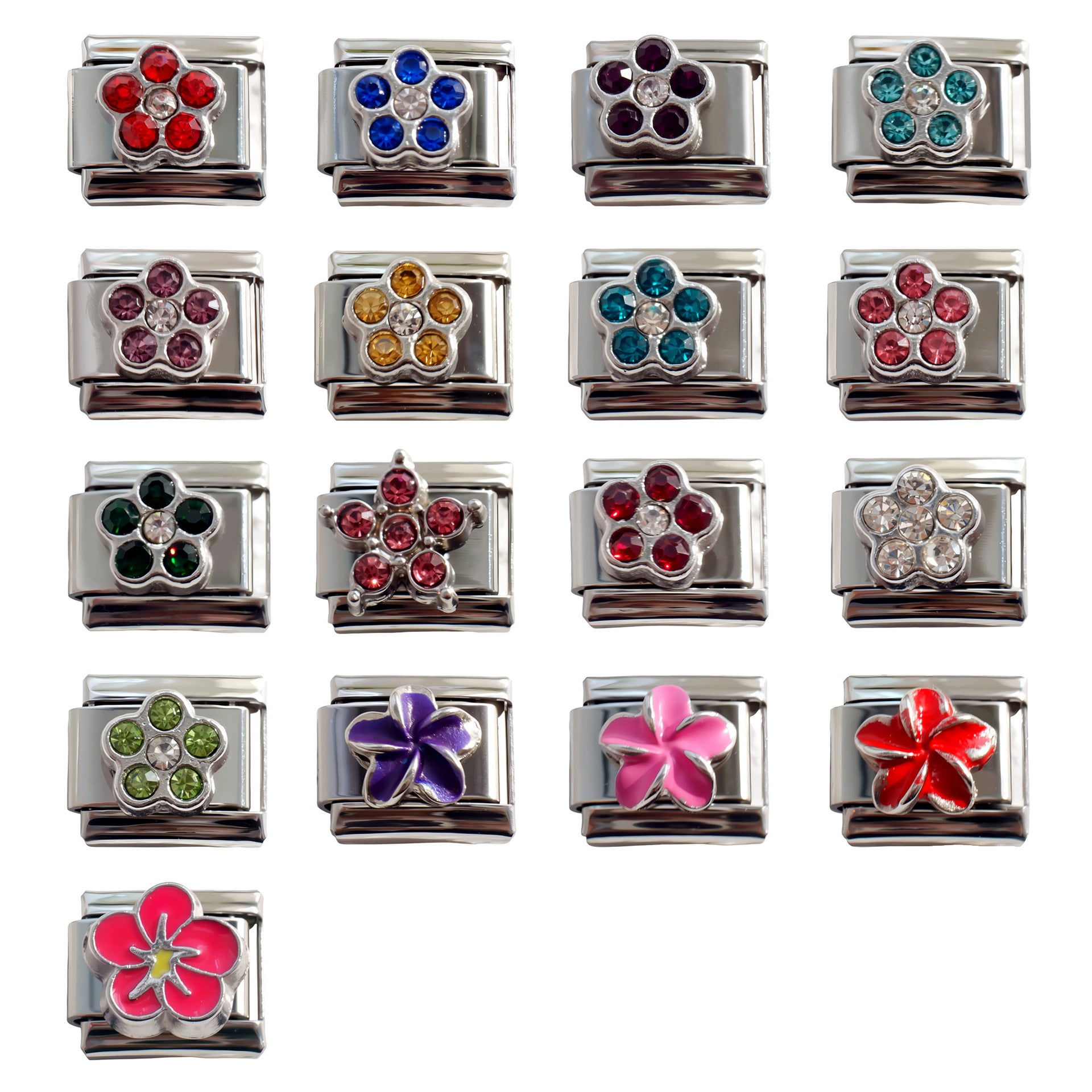 Wholesale 5pcs Italian Charm Bracelet 9mm DIY Splicing Flower Stainless Steel Composable Bracelet