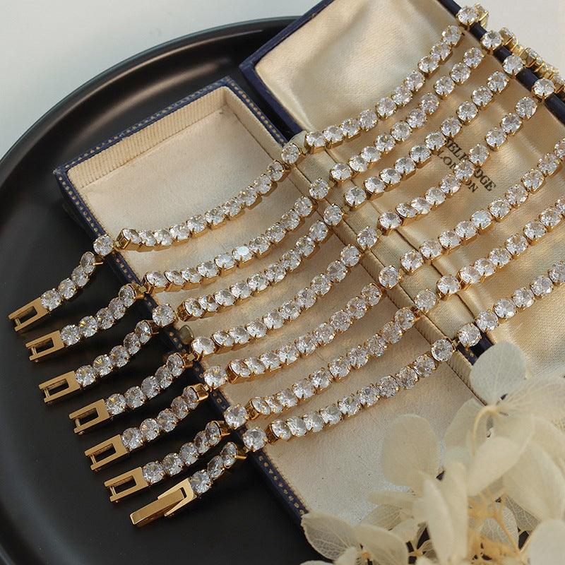 Wholesale  Zircon  Titanium Steel Plated 18K Gold Bracelet