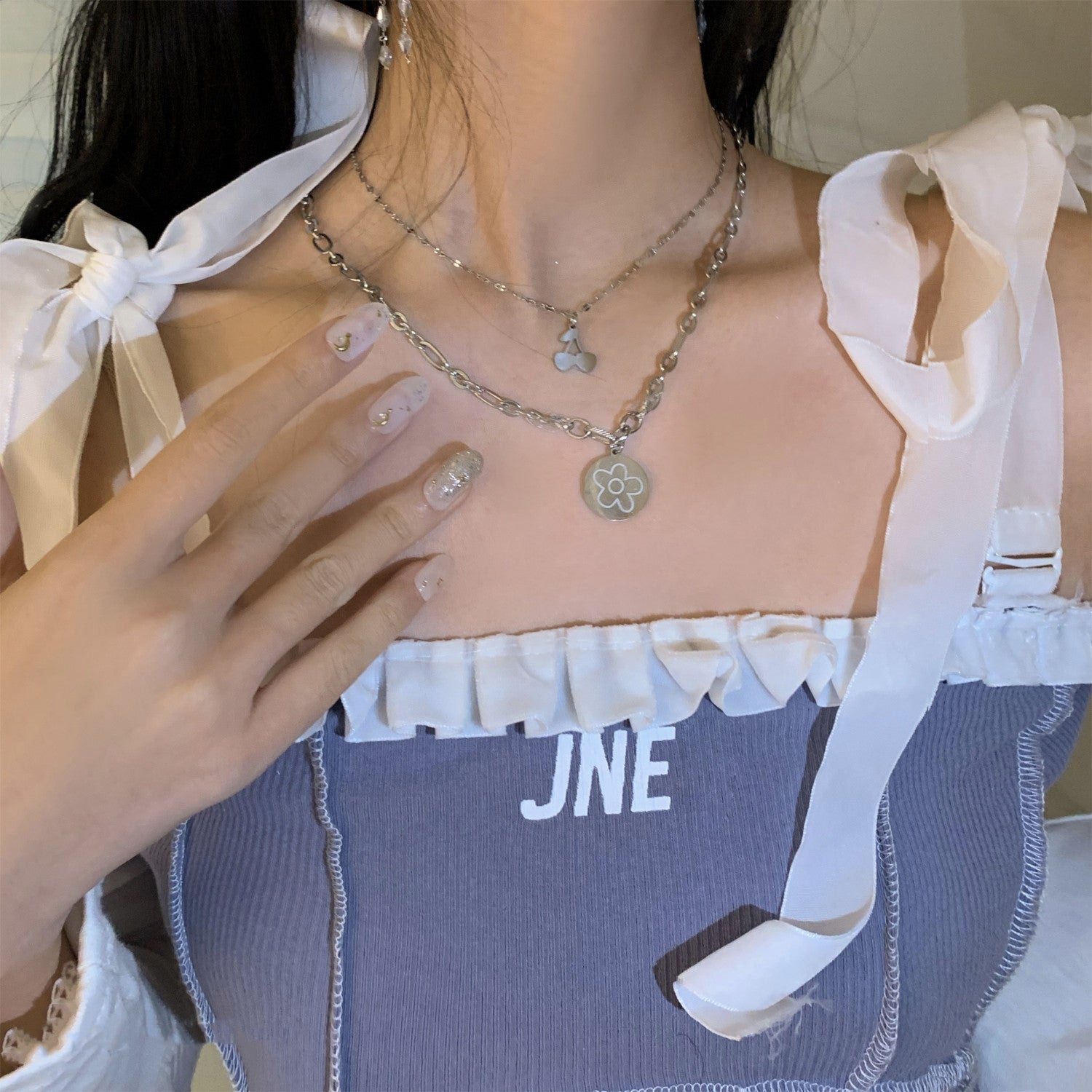 Wholesale Double Layer Love Necklace Sweater Chain Heart Necklace Long Necklace ACC-NE-Tongs006