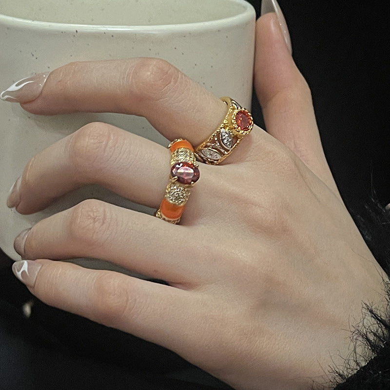 Wholesale Palace Vintage Pigeon Blood Ruby gold Ring Adjustable Rings ACC-RS-JiuHao013