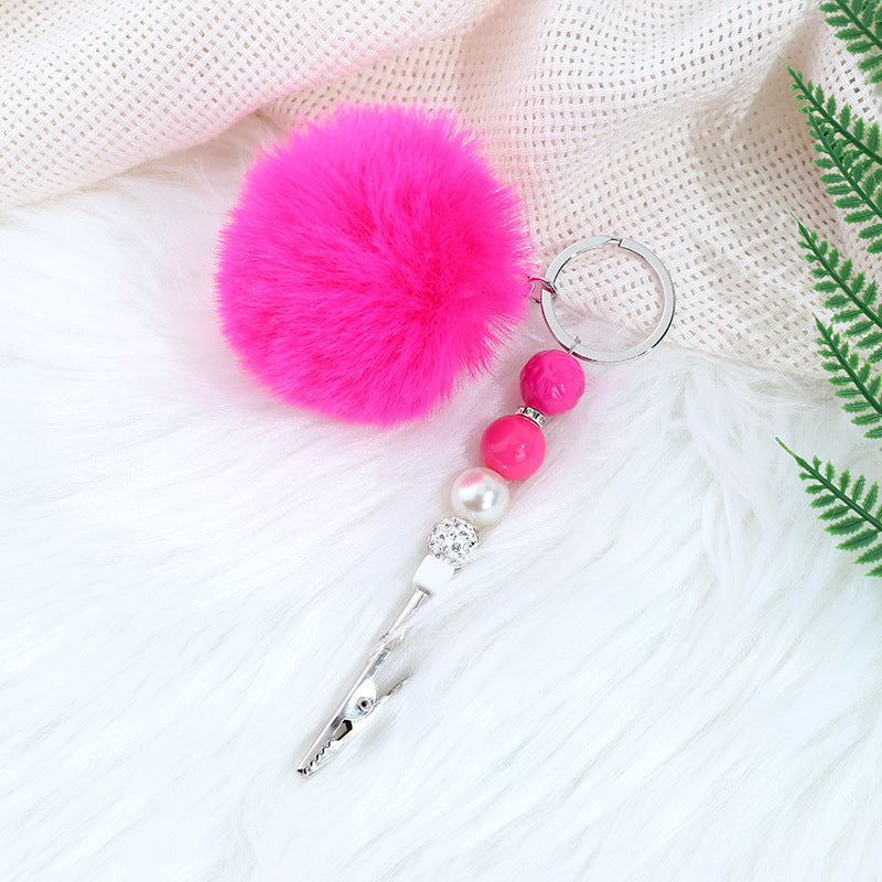 Wholesale Contactless Alligator Clip Bank Card Remover Fur Ball Beaded Metal Keychain ACC-KC-ZhiYa021