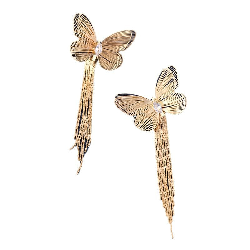 Wholesale  Metal Butterfly Tassel Earrings