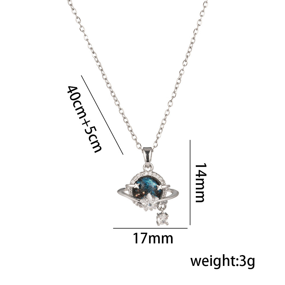 Wholesale Titanium Steel Necklace Planet Starry Sky Necklaces Clavicle Chain ACC-NE-Kucai002