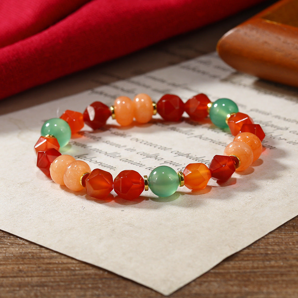 Wholesale Retro Ethnic Colorful Irregular Natural Stone Bracelet Anniversary Celebration Gift Jewelry Accessory