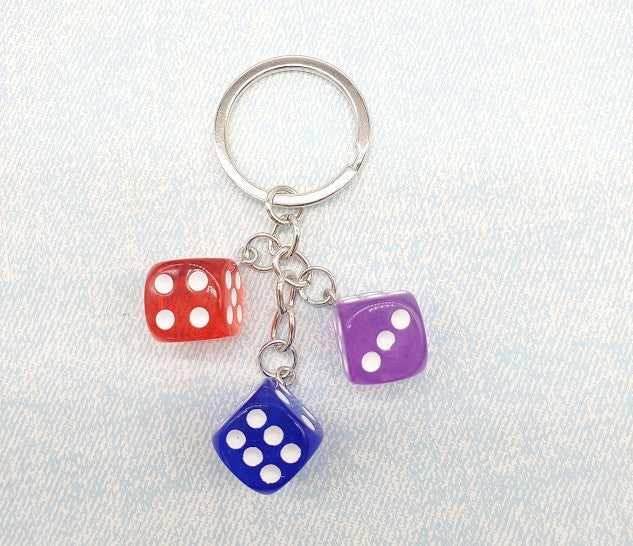 Wholesale Color Dice Keychain Pendant Resin Gift School Bag Pendant ACC-KC-DY003
