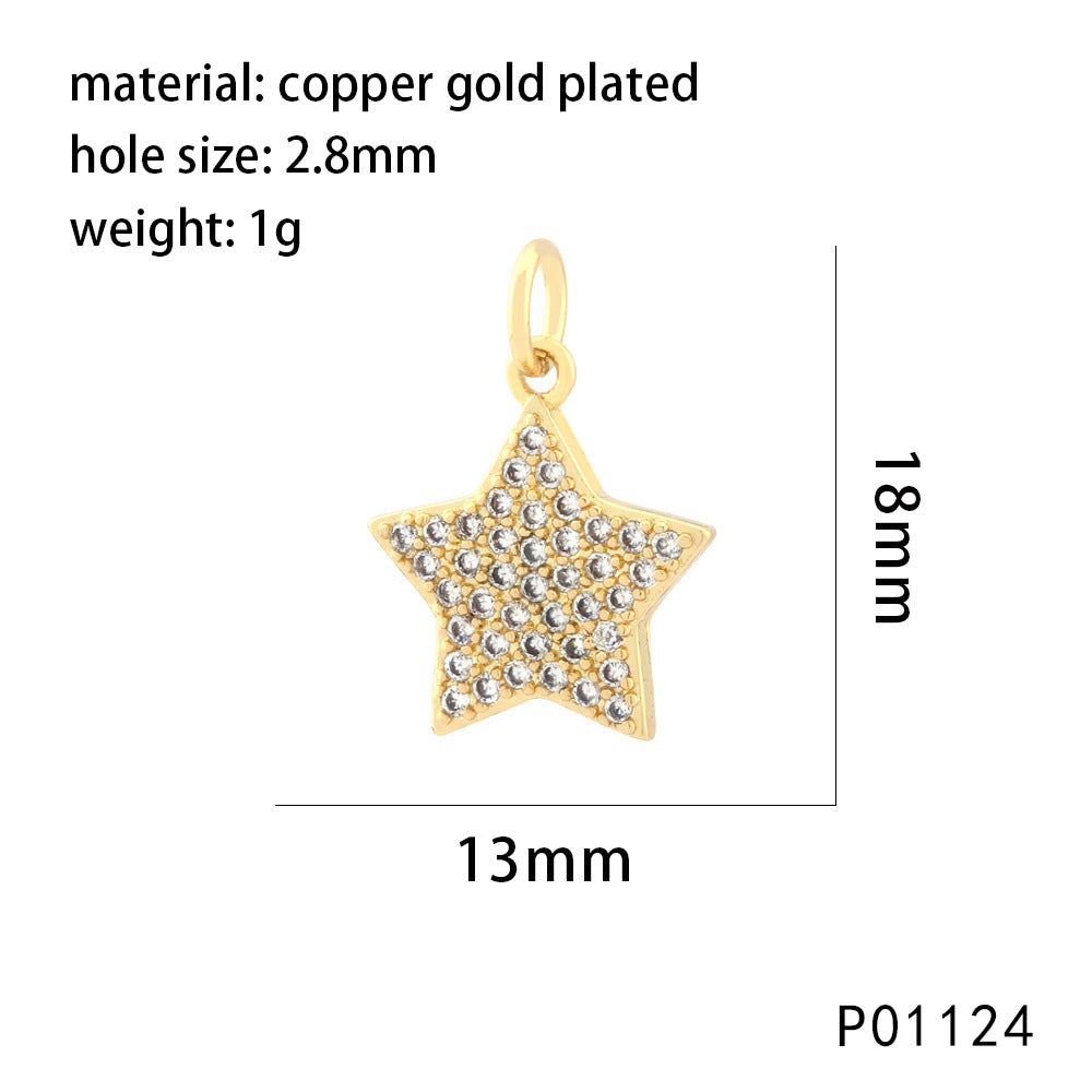 Wholesale Micro-inlaid star and moon six-pointed star round heart pendant