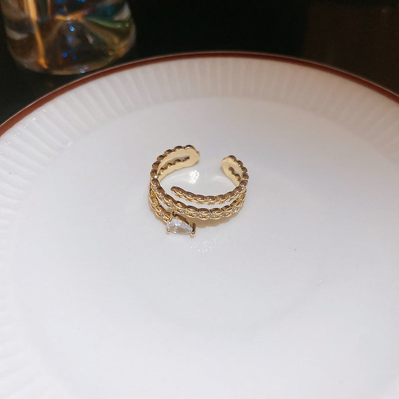 Wholesale zircon tiger eye open ring