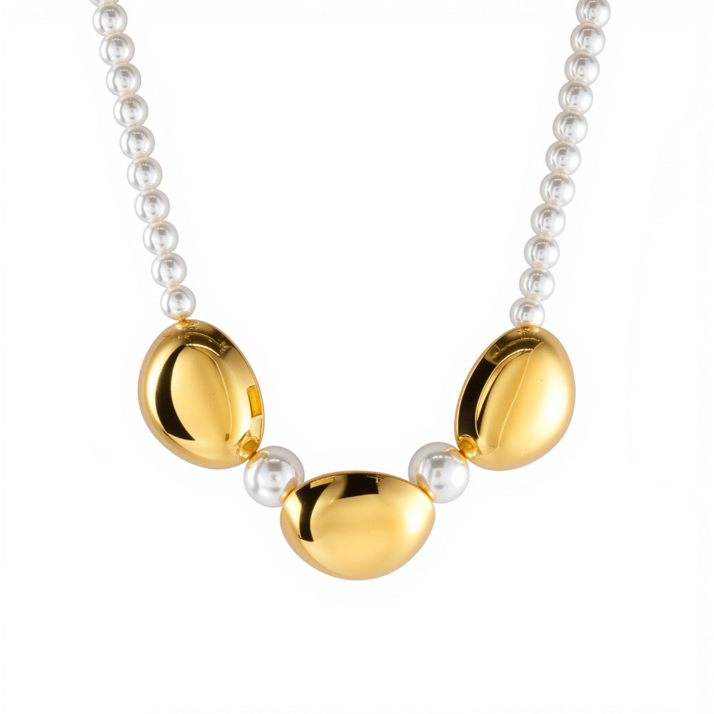 Wholesale Stainless steel man-made pearl necklace and bracelet